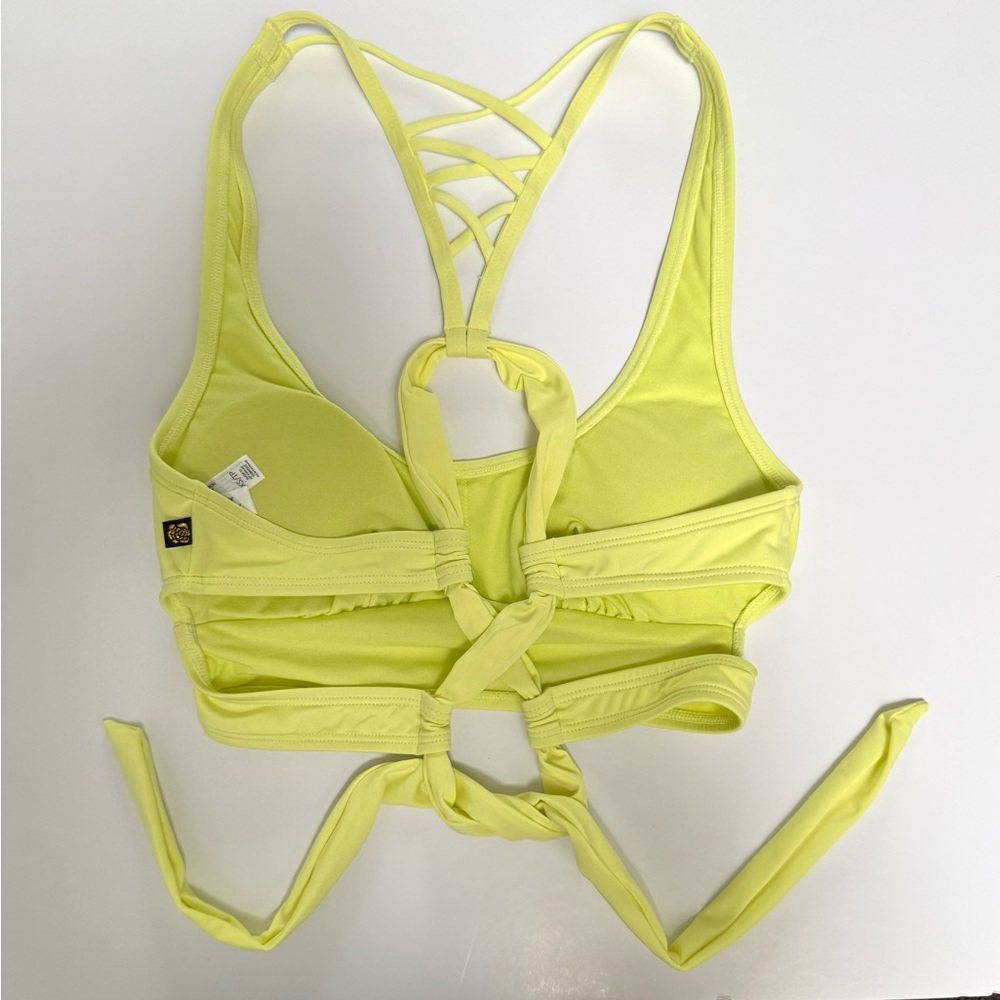 Vie en Rose Strappy Lime Yellow Bralette Bikini Swim Top XS - Picture 7 of 9